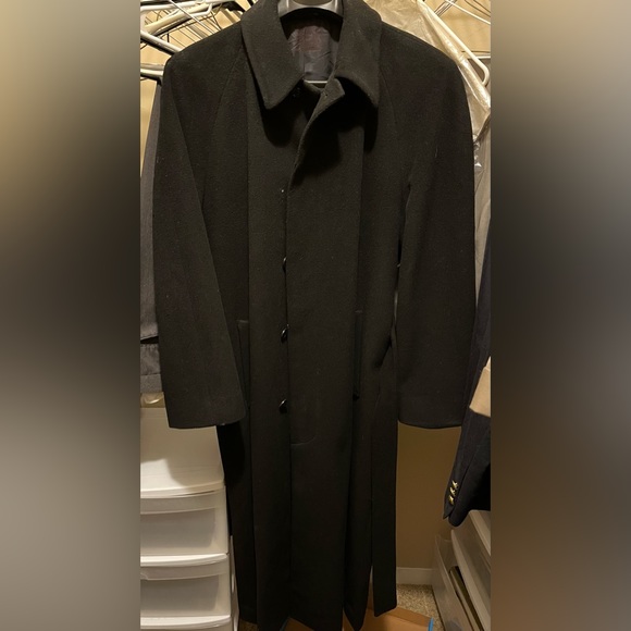 Ralph Lauren Black Wool Trench Coat 44 L